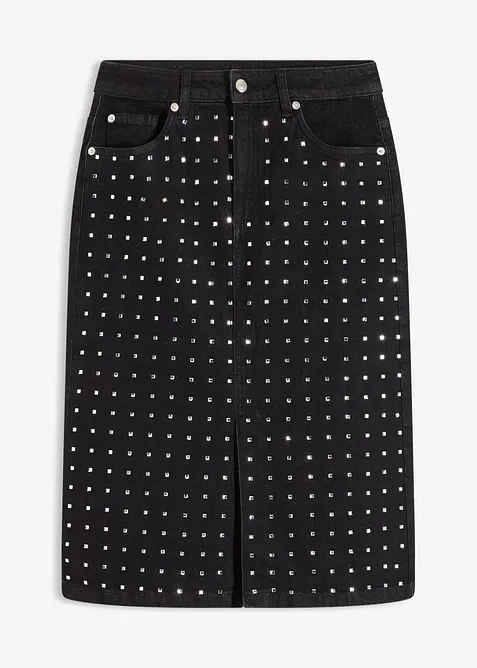 Gonna di jeans con strass, bonprix