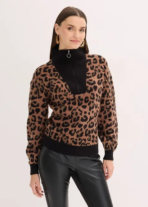 Maglione con mezza zip, bonprix