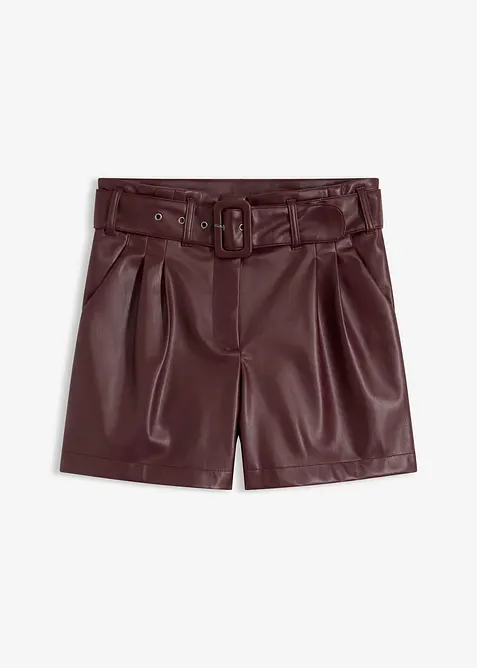 Shorts in similpelle con cintura, bonprix