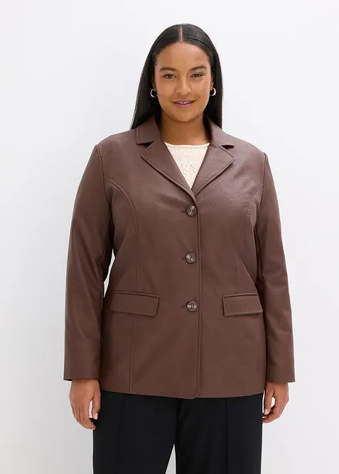 Blazer lungo in similpelle, bonprix