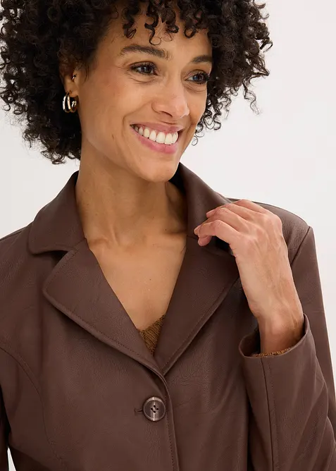 Blazer lungo in similpelle, bonprix