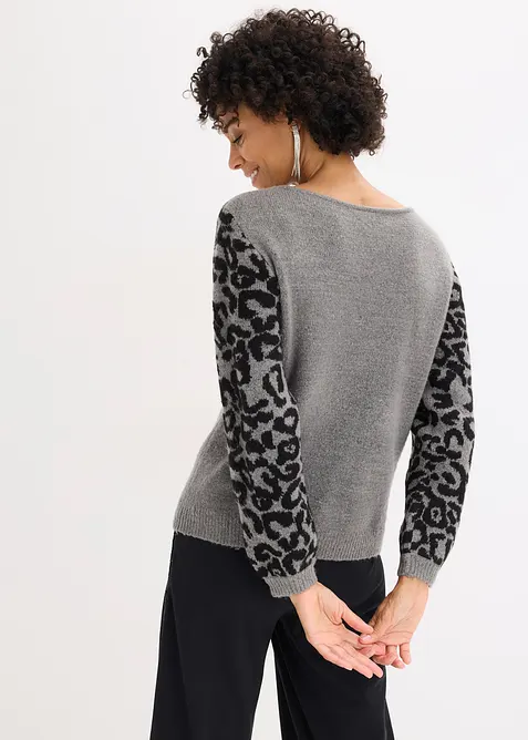 Maglione con maniche leopardate, bonprix