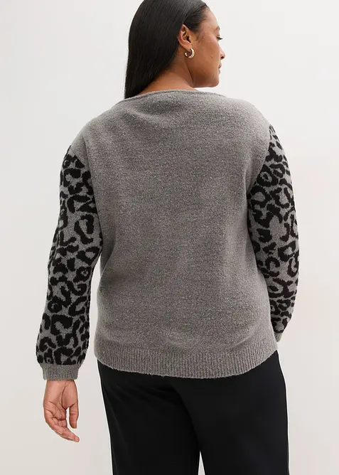 Maglione con maniche leopardate, bonprix