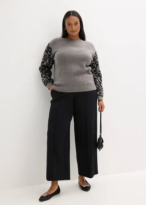 Maglione con maniche leopardate, bonprix