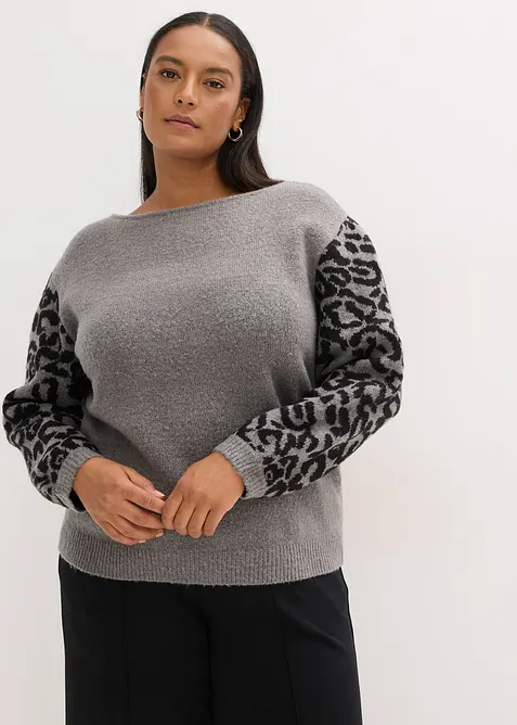 Maglione con maniche leopardate, bonprix
