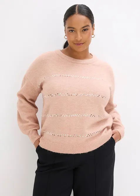 Maglione boxy con paillettes, bonprix