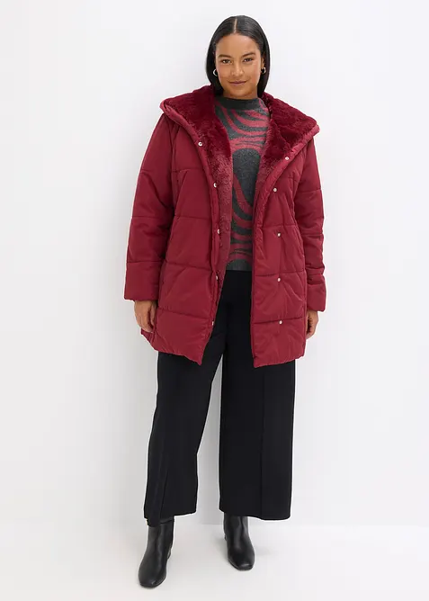 Giacca trapuntata con inserto in pelliccia sintetica, bonprix