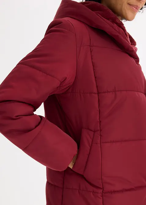 Giacca trapuntata con inserto in pelliccia sintetica, bonprix