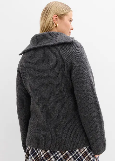 Maglione a coste con zip, bonprix