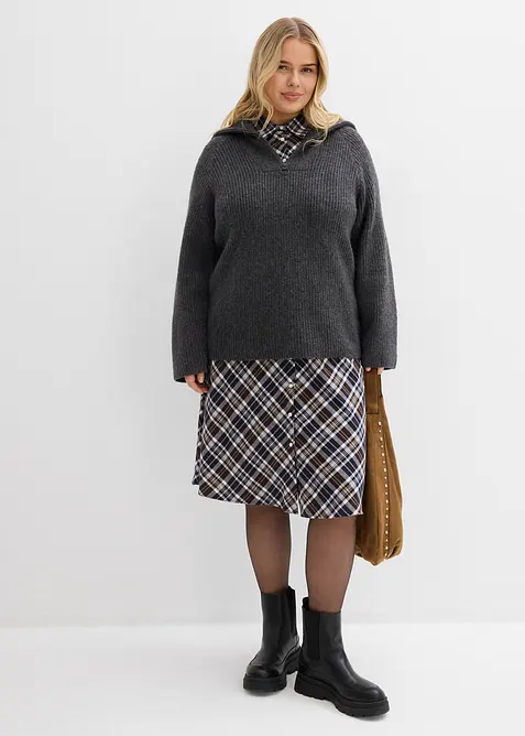 Maglione a coste con zip, bonprix