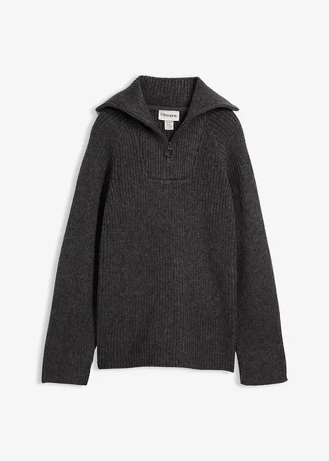 Maglione a coste con zip, bonprix