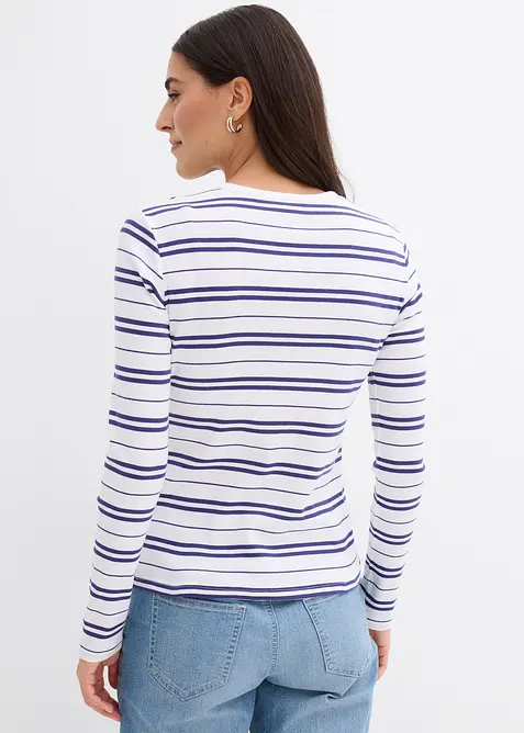 Maglia a maniche lunghe a coste in misto cotone biologico, bonprix