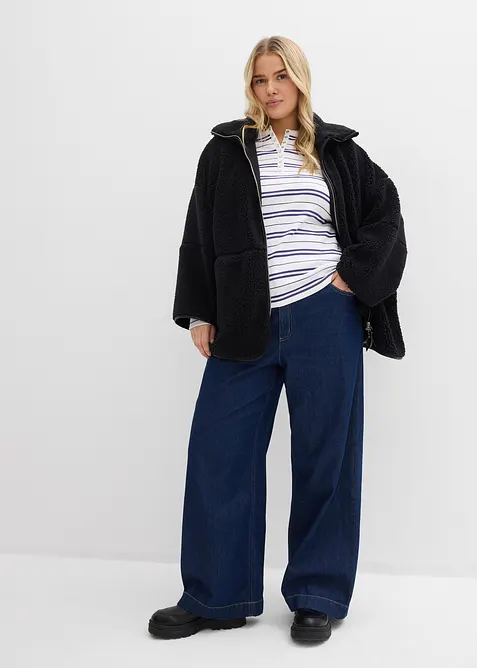 Maglia a maniche lunghe a coste in misto cotone biologico, bonprix