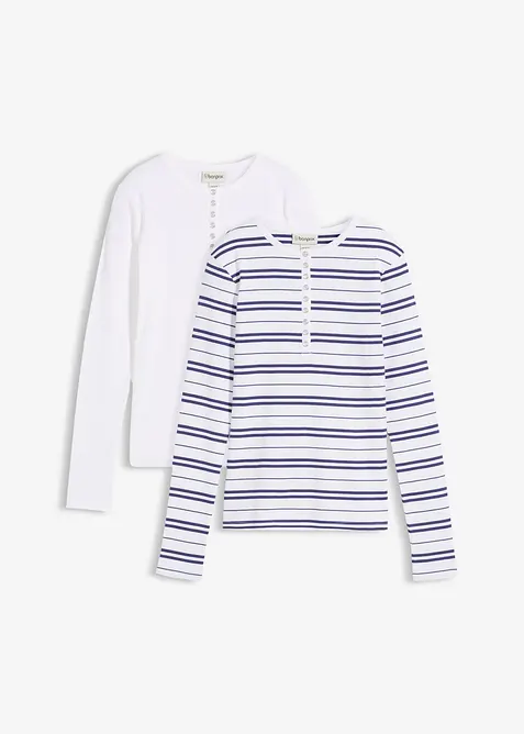 Maglia a maniche lunghe a coste in misto cotone biologico, bonprix