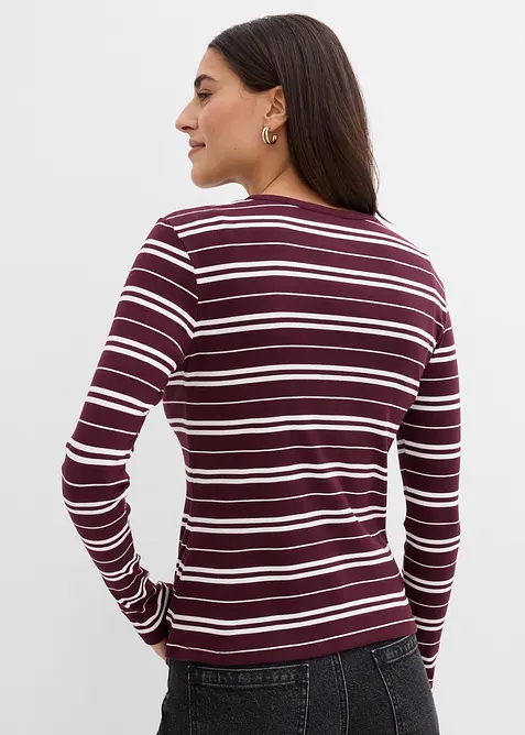 Maglia a maniche lunghe a coste in misto cotone biologico, bonprix
