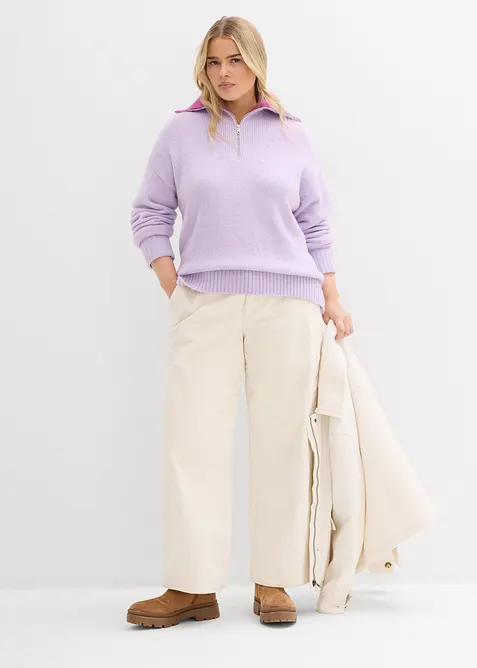 Maglione con collo alto e zip, bonprix