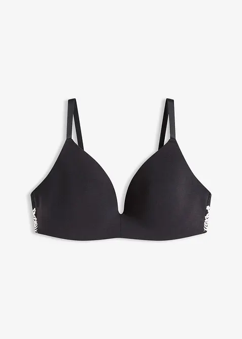 Reggiseno senza ferretto con coppe preformate, cotone biologico e pizzo, bonprix