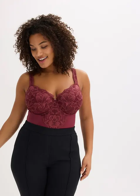 Body con perizoma e spalline imbottite, bonprix