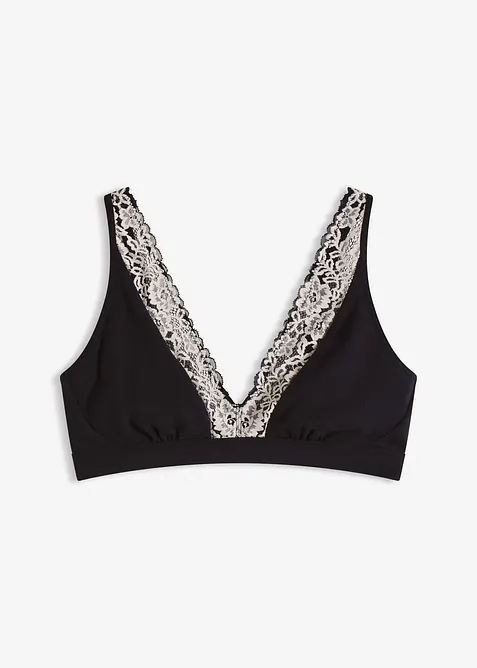 Bralette senza ferretto con cotone biologico e pizzo, bonprix