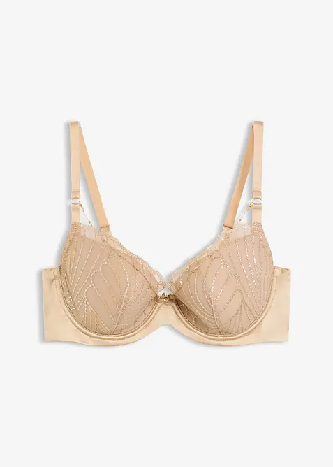 Reggiseno con coppe preformate, ricamo delicato e catenella rimovibile, bonprix