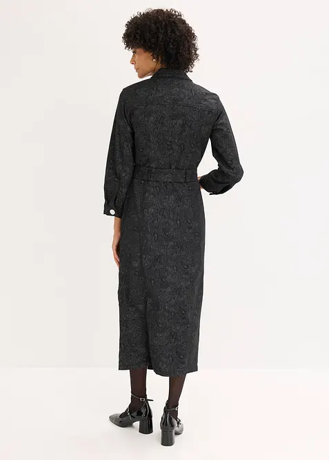 Abito in twill con cintura (set   2 pezzi), bonprix