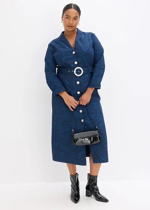 Abito in twill con cintura (set   2 pezzi), bonprix