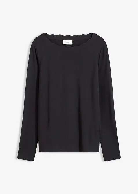 Maglia con scollo ondulato in punto di Roma, bonprix