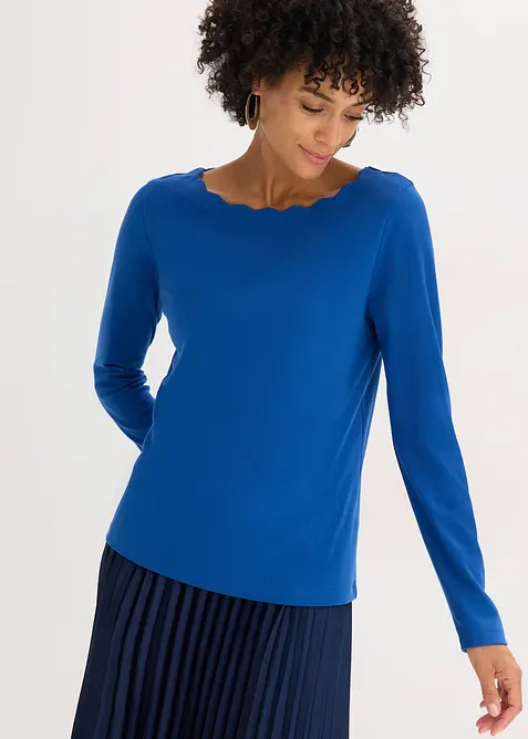 Maglia con scollo ondulato in punto di Roma, bonprix