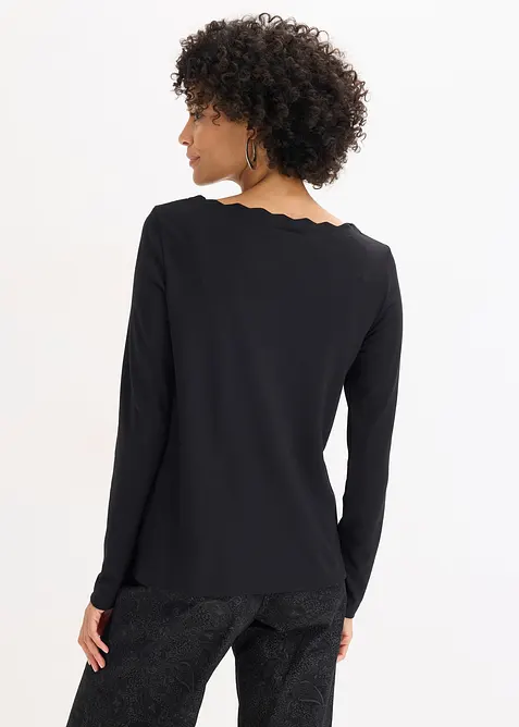 Maglia con scollo ondulato in punto di Roma, bonprix