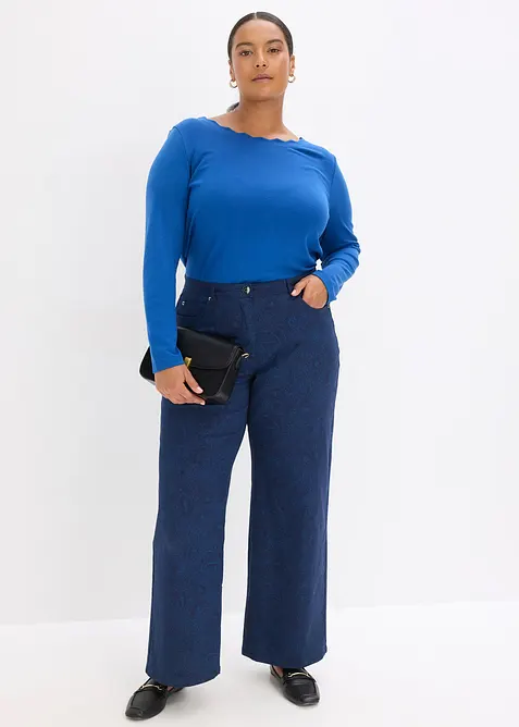 Pantaloni a gamba larga in stretch di cotone, bonprix