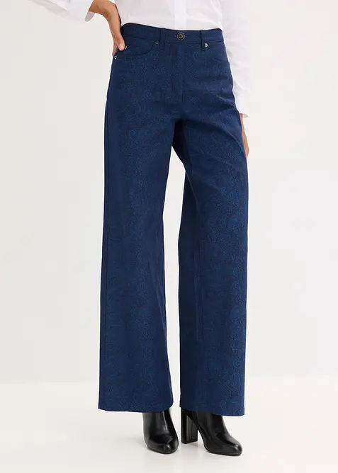 Pantaloni a gamba larga in stretch di cotone, bonprix