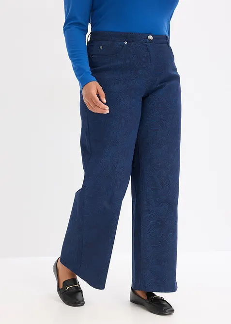 Pantaloni a gamba larga in stretch di cotone, bonprix