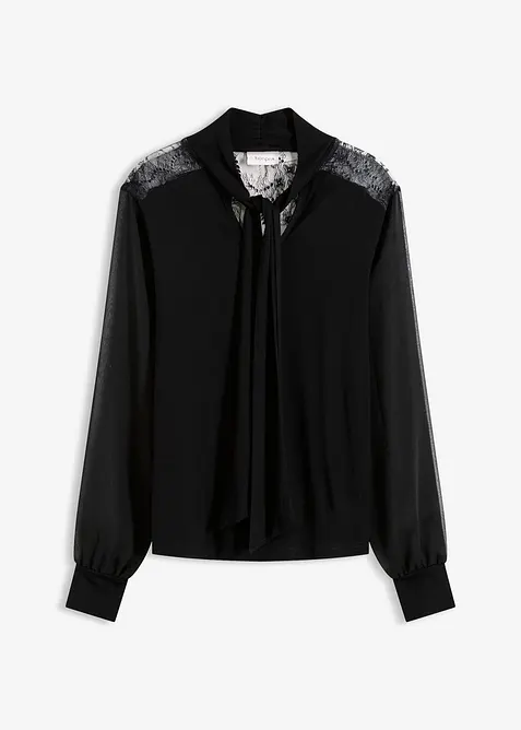 Maglia con fiocco e pizzo, bonprix