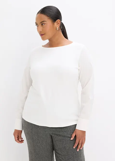Maglia di cotone con maniche lunghe in popeline, bonprix