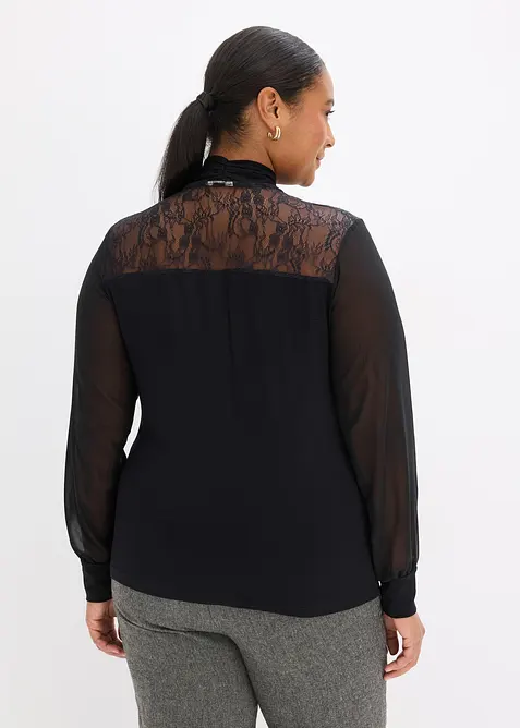 Maglia con fiocco e pizzo, bonprix