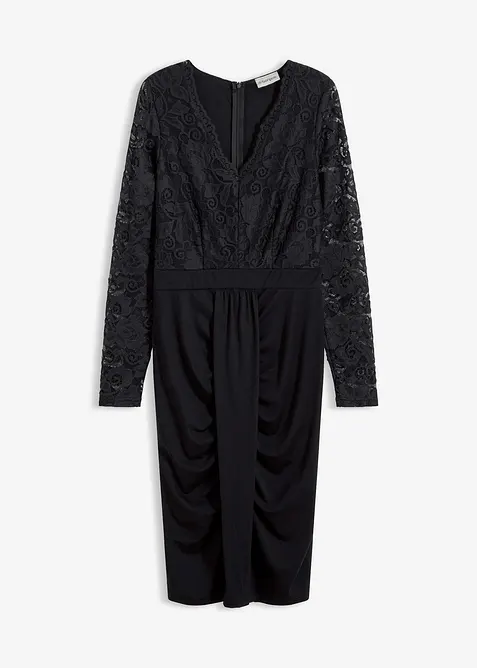 Abito in pizzo con drappeggio, bonprix