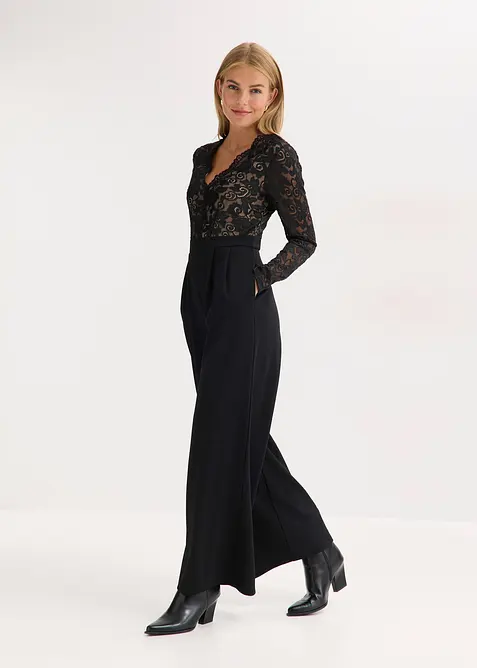 Tuta elegante in jersey con pizzo, bonprix