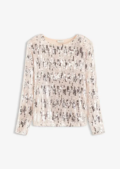Maglia a maniche lunghe con paillettes, bonprix