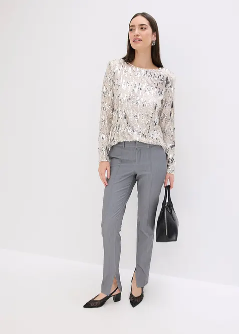 Maglia a maniche lunghe con paillettes, bonprix