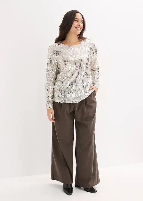 Maglia a maniche lunghe con paillettes, bonprix