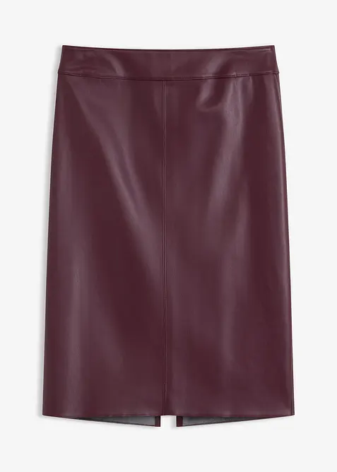 Gonna al ginocchio in similpelle con vestibilità aderente, bonprix