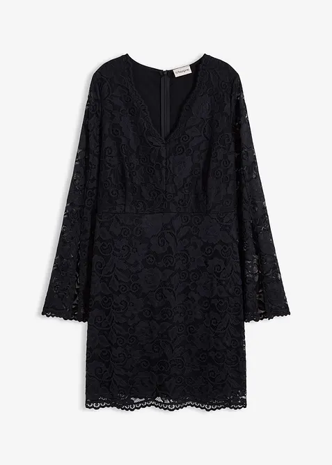 Abito in pizzo con maniche a trombetta, bonprix