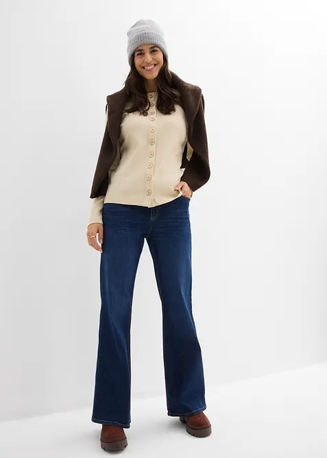 Maglia a maniche lunghe a coste in puro cotone, bonprix