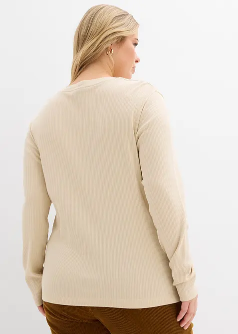 Maglia a maniche lunghe a coste in puro cotone, bonprix