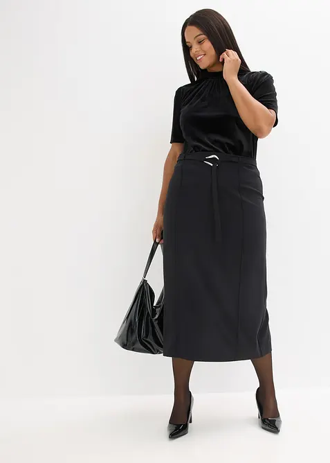 Gonna midi in misto viscosa, bonprix