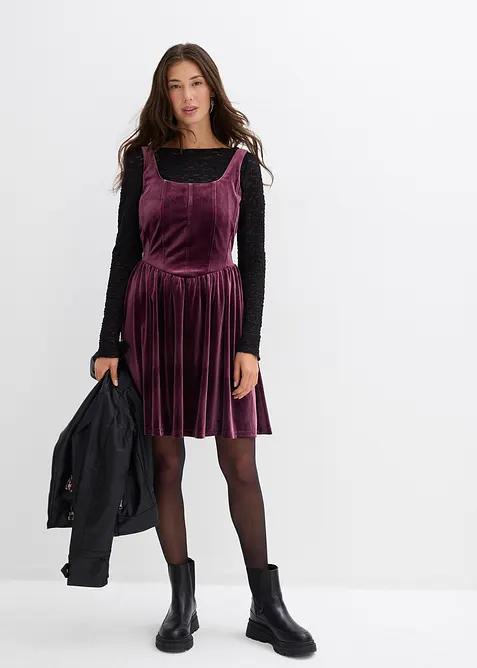 Abito bustier in morbido velluto, bonprix
