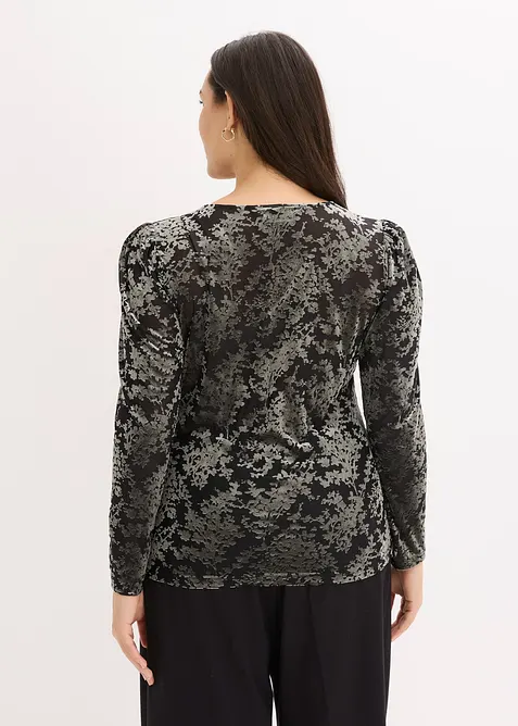 Maglia in velluto devor&eacute; a maniche lunghe, bonprix