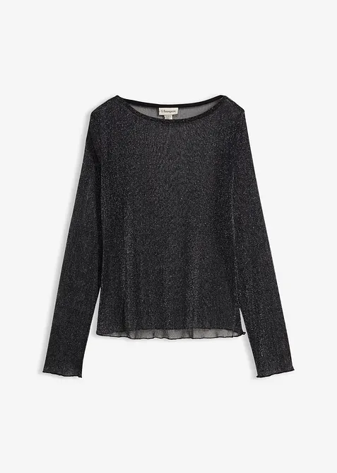 Maglia a maniche lunghe in mesh trasparente, bonprix