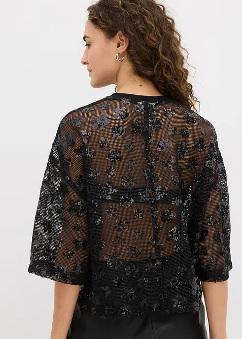 Blusa larga impreziosita da raffinate paillettes, bonprix