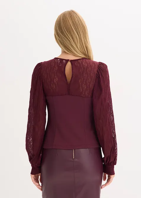 Maglia a maniche lunghe con pizzo, bonprix